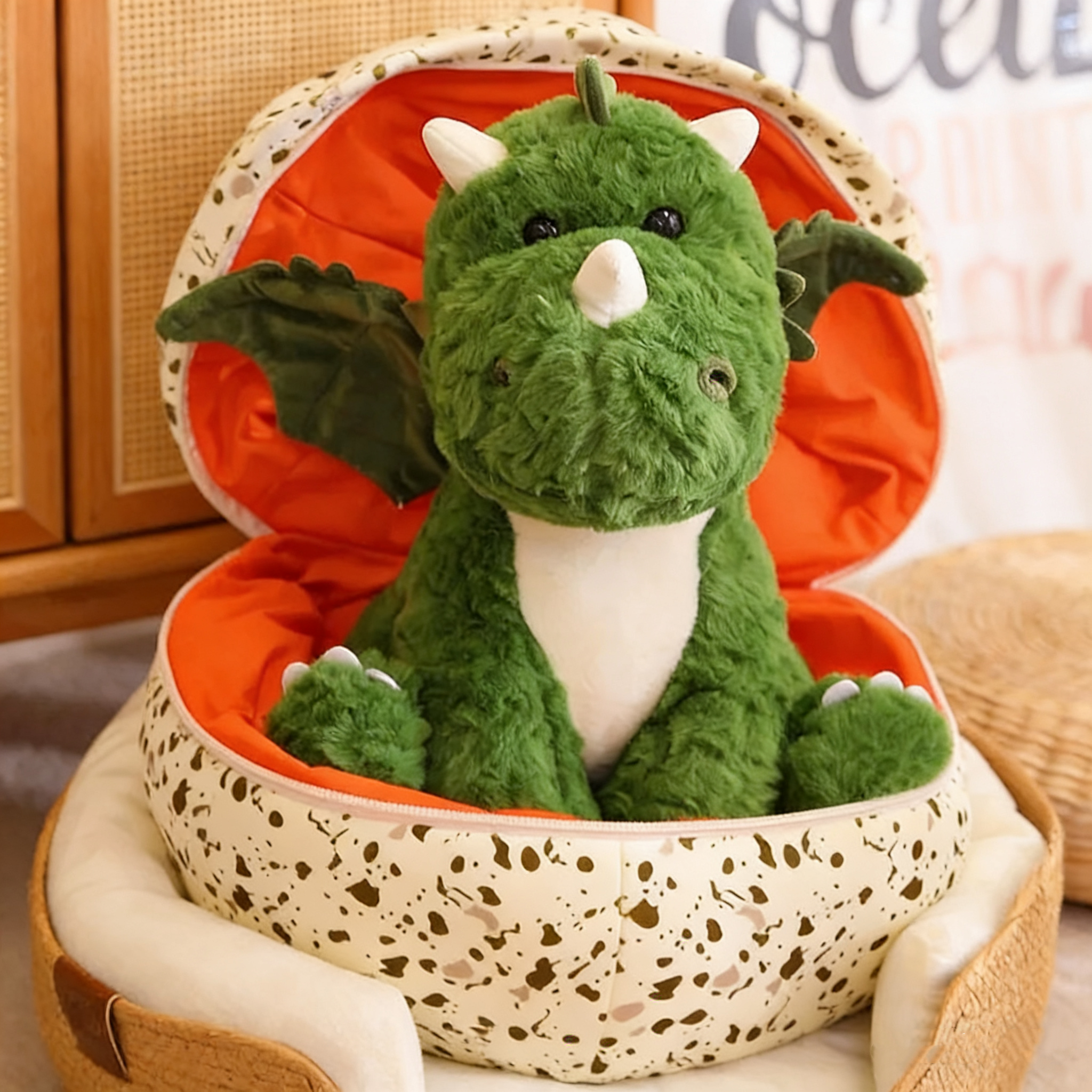 Funny Dinosaur Plush Toy for Boys - Dinosaur Egg Stuffed Pillow, Comforting Sleep Companion Doll